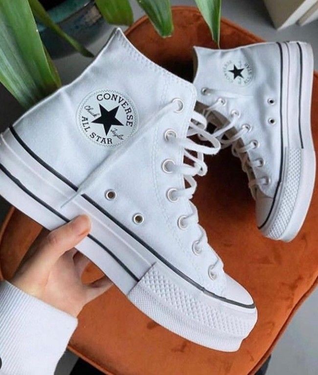 Converse plateforme blanche
