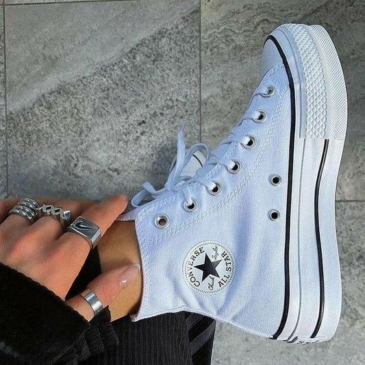 Converse plateforme blanche